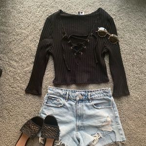 Show Me Your MuMu Tops - Show Me Your MuMu Black Ribbed Crop Top Show Me Your MuMu Tops - Show Me Your MuMu Black Ribbed Crop Top